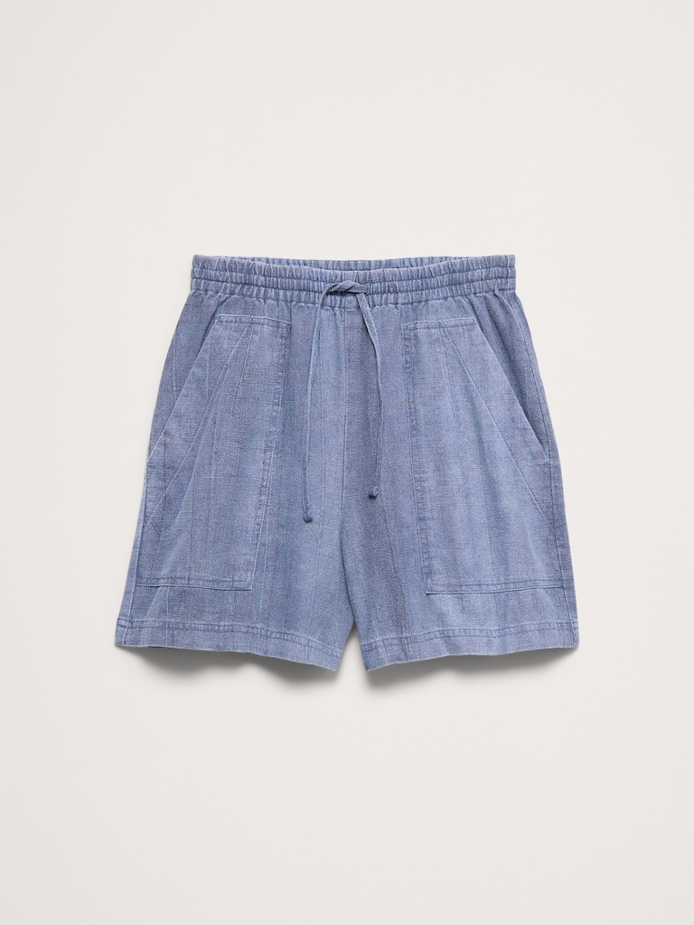 4" High-Rise Ramie-Cotton Pull-On Short