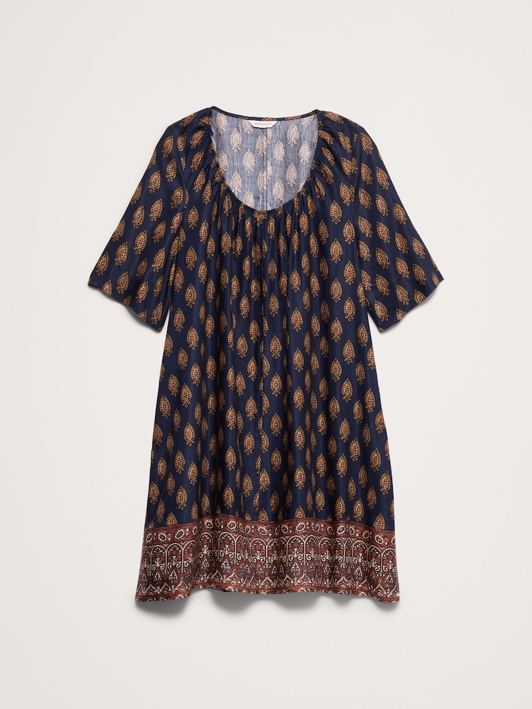 Viscose-Linen Scoop-Neck Mini Dress