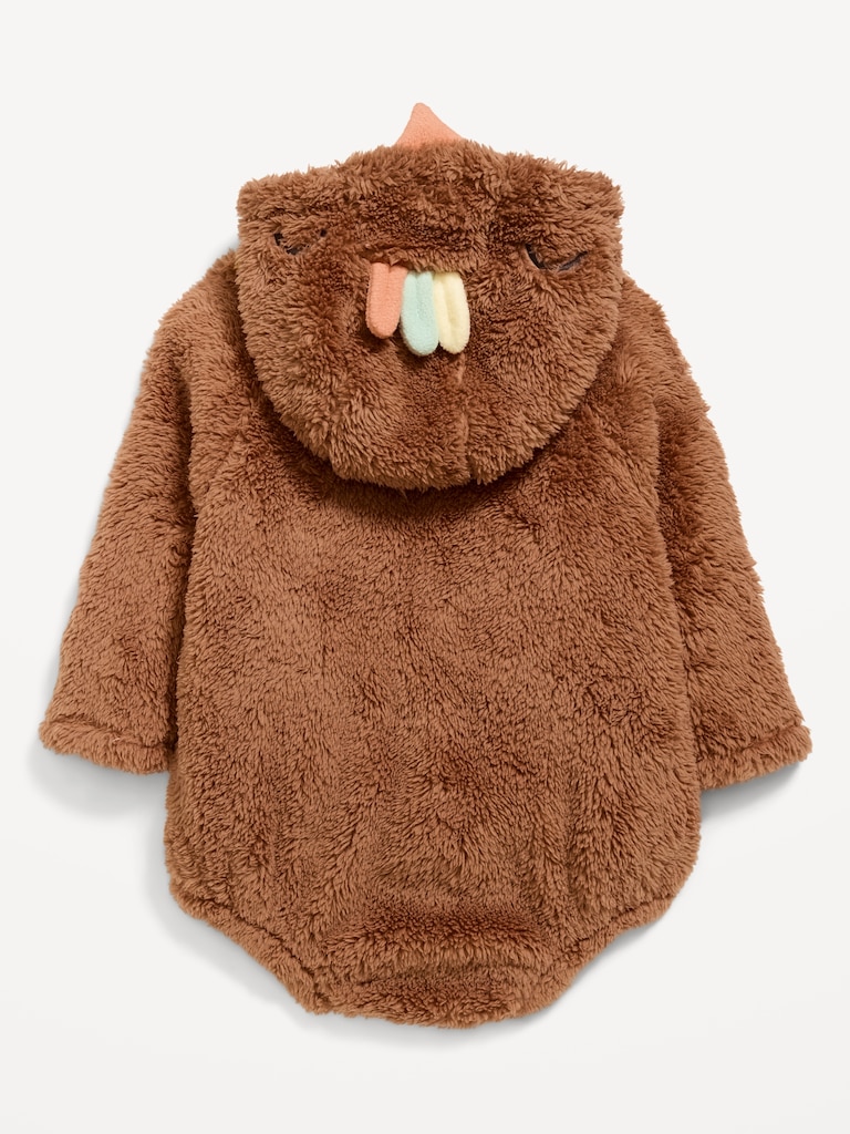 Long-Sleeve Critter Fleece Hooded One-Piece Romper for Baby