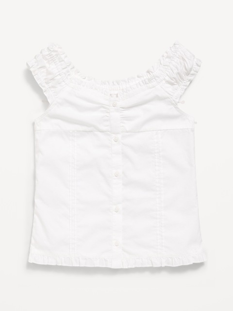 Short-Sleeve Sweetheart-Neck Button-Front Top for Girls