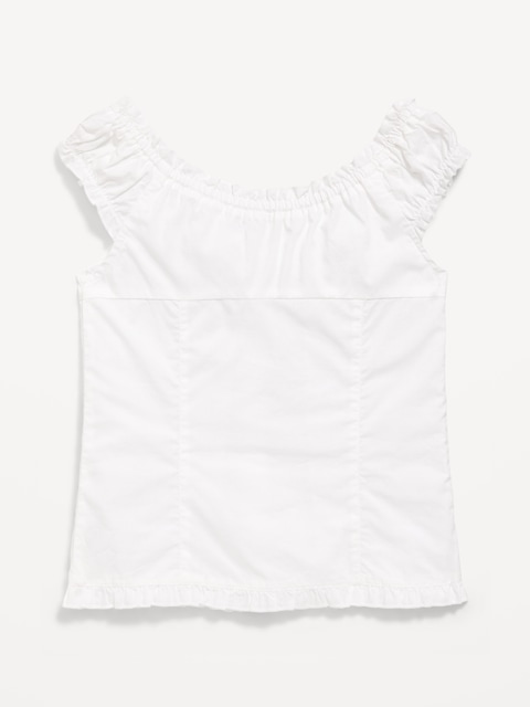 Short-Sleeve Sweetheart-Neck Button-Front Top for Girls