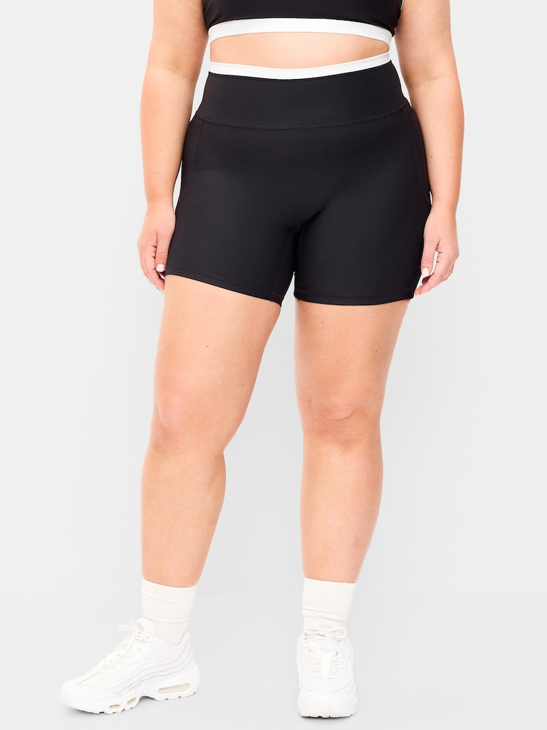 Extra-High Waisted PowerSoft Boundless Pocket Biker Shorts-- 6-inch inseam - No Front Seam