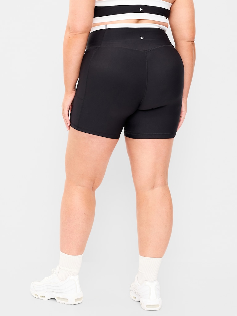 Extra-High Waisted PowerSoft Boundless Pocket Biker Shorts-- 6-inch inseam - No Front Seam