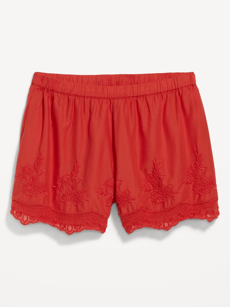 High-Waisted Lace-Trim Shorts