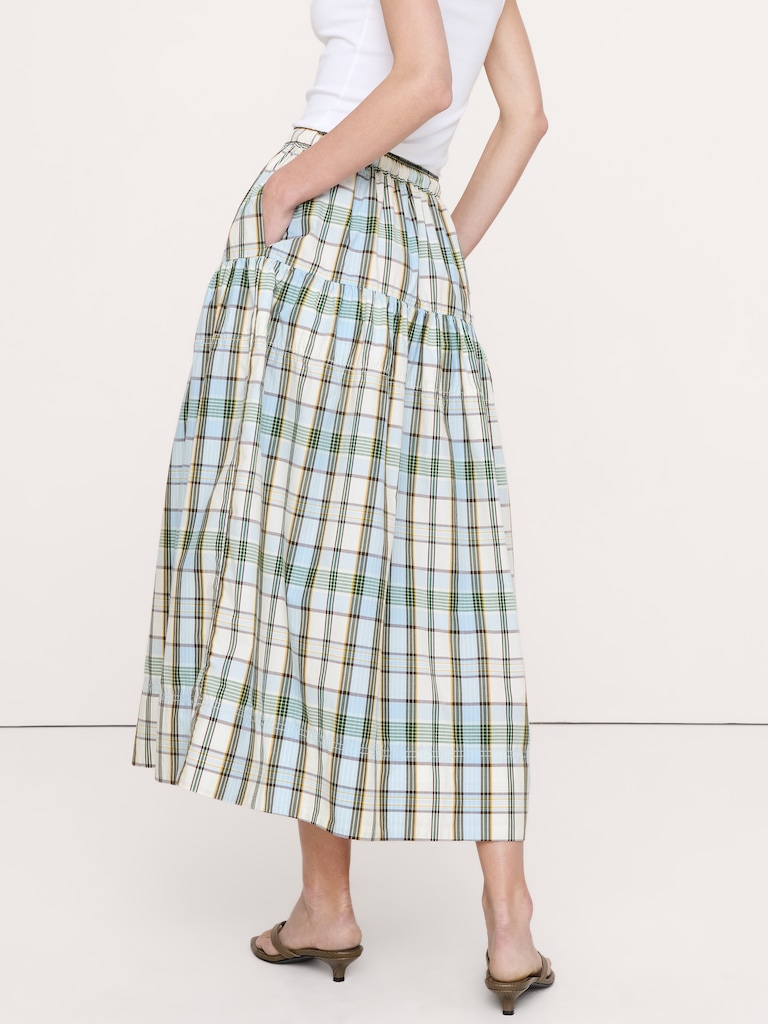 Cotton Poplin Tiered Maxi Skirt