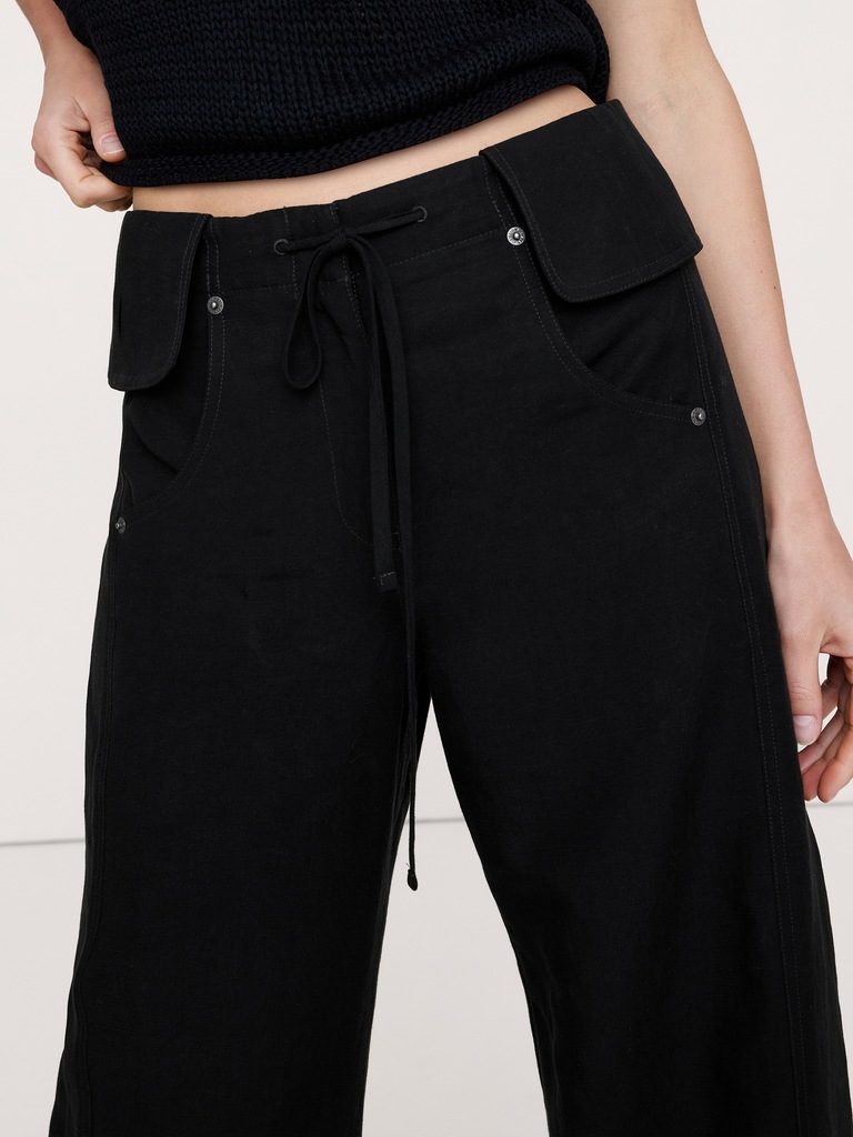 Wide-Leg TENCEL™-Linen Pant with Foldover Waistband