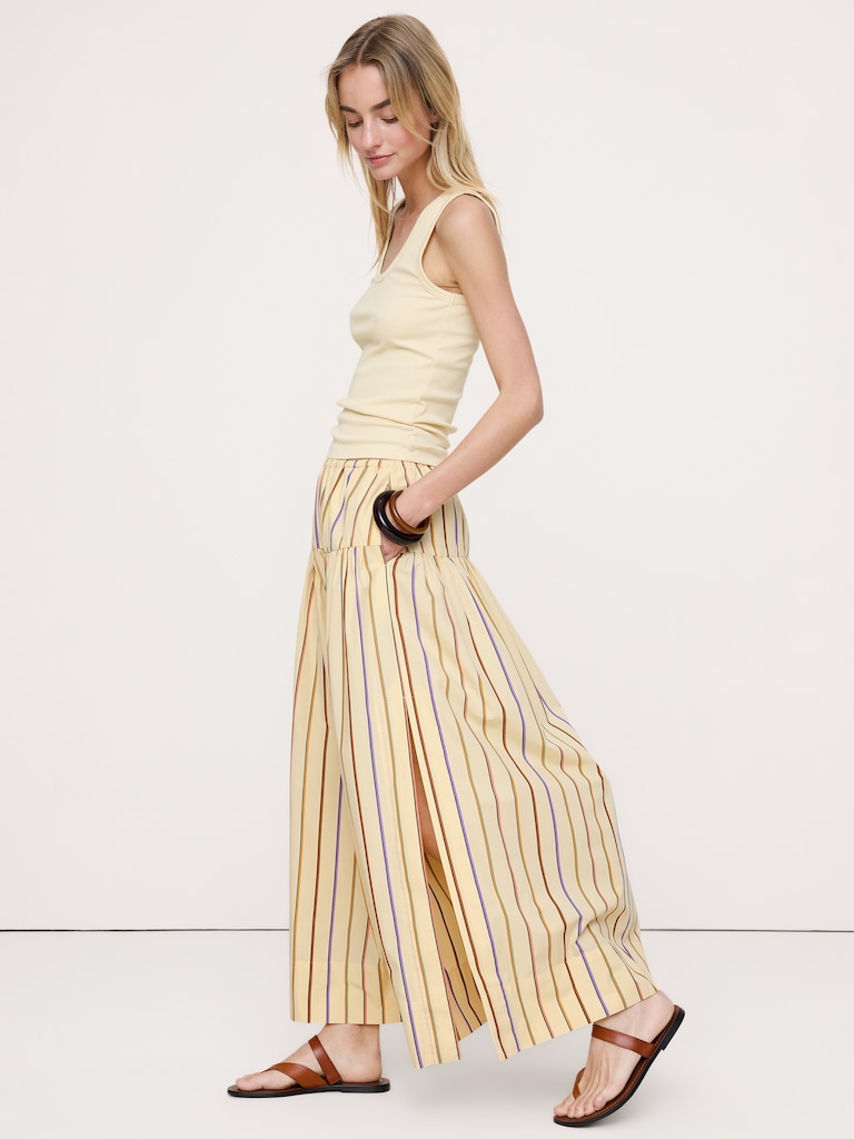 Tiered Cotton Poplin Maxi Skirt