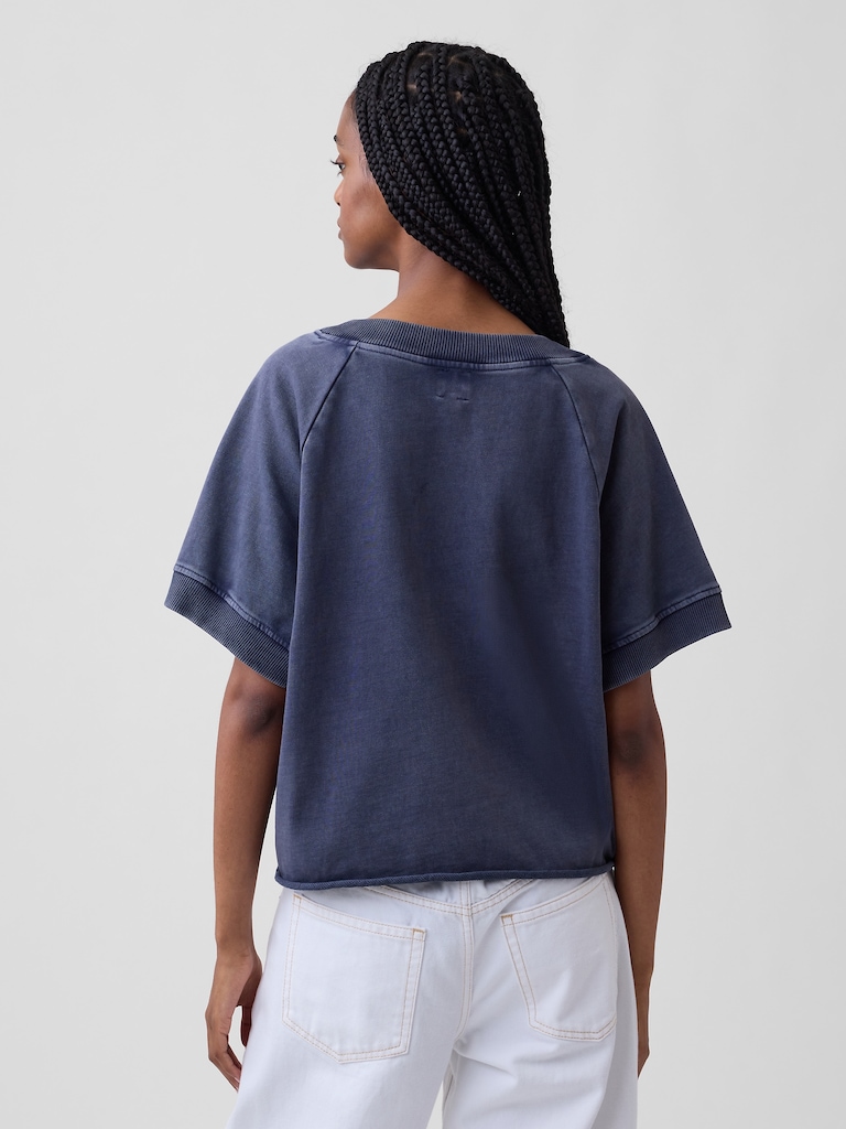 French Terry Oversized V-Neck Sweatshirt