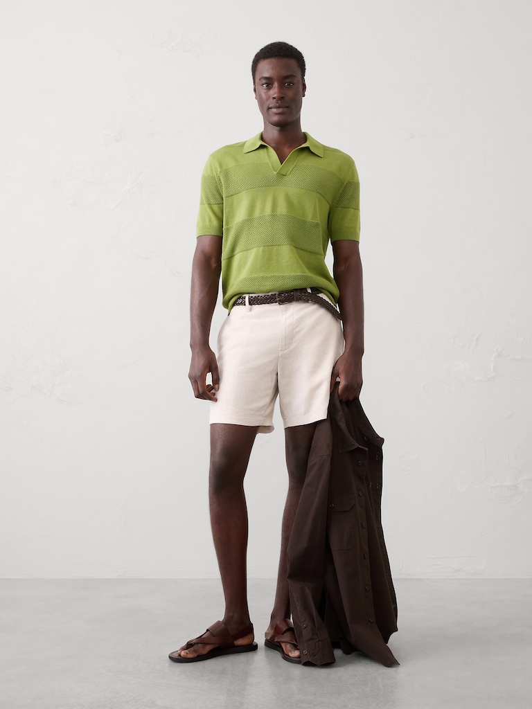 Mesh Striped Sweater Polo
