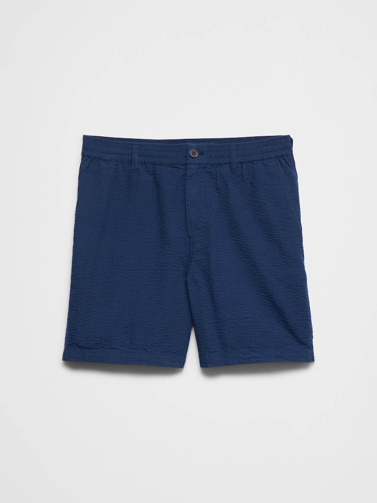 7" Seersucker Elastic-Waist Short