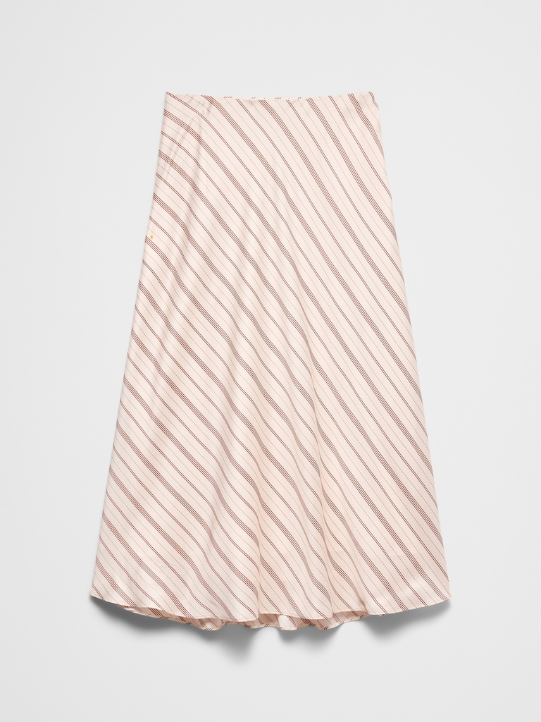 Silky Twill Bias Midi Skirt