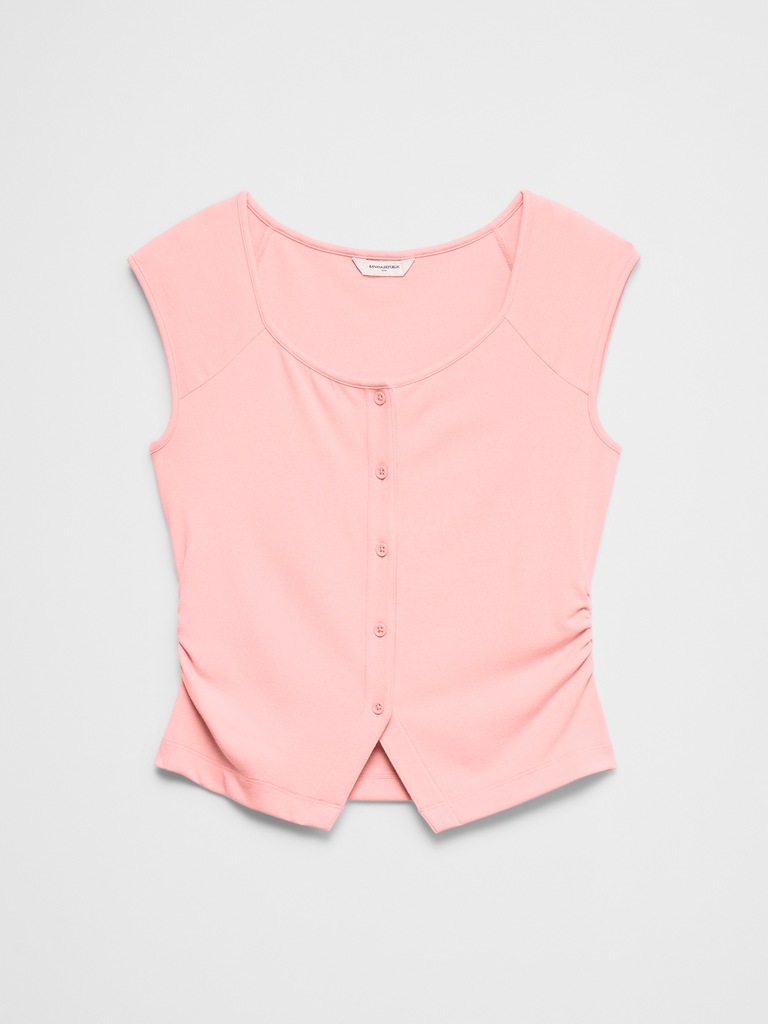 Soft Interlock Buttoned Top