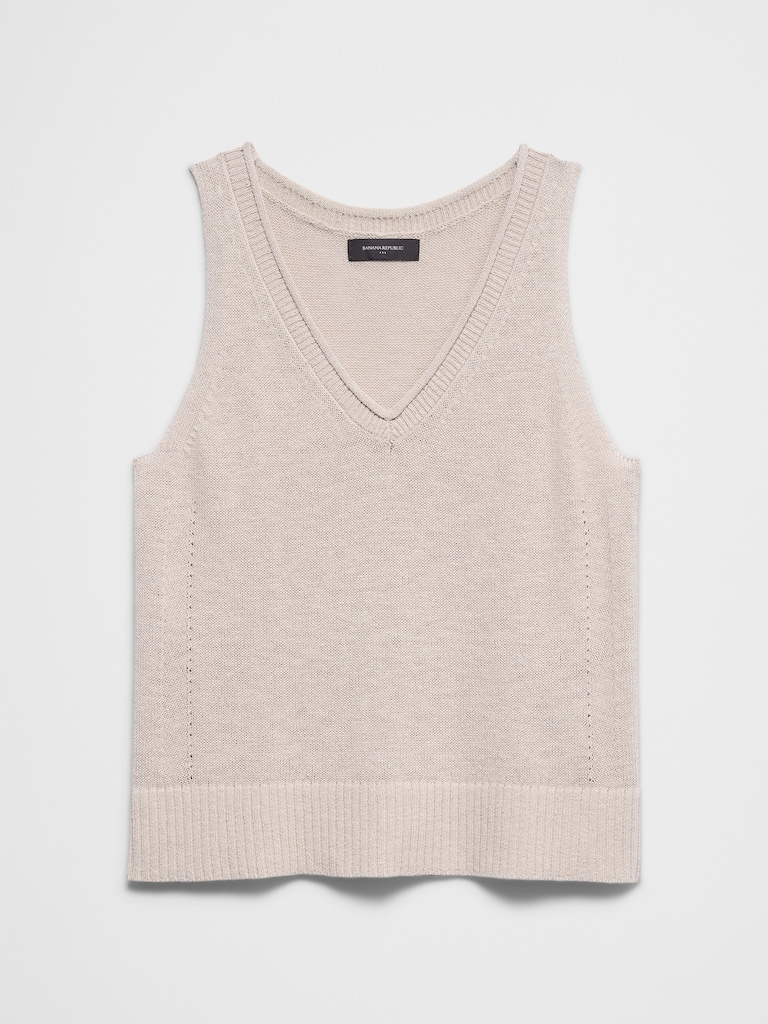 Ramie-Cotton Pointelle Sweater Tank