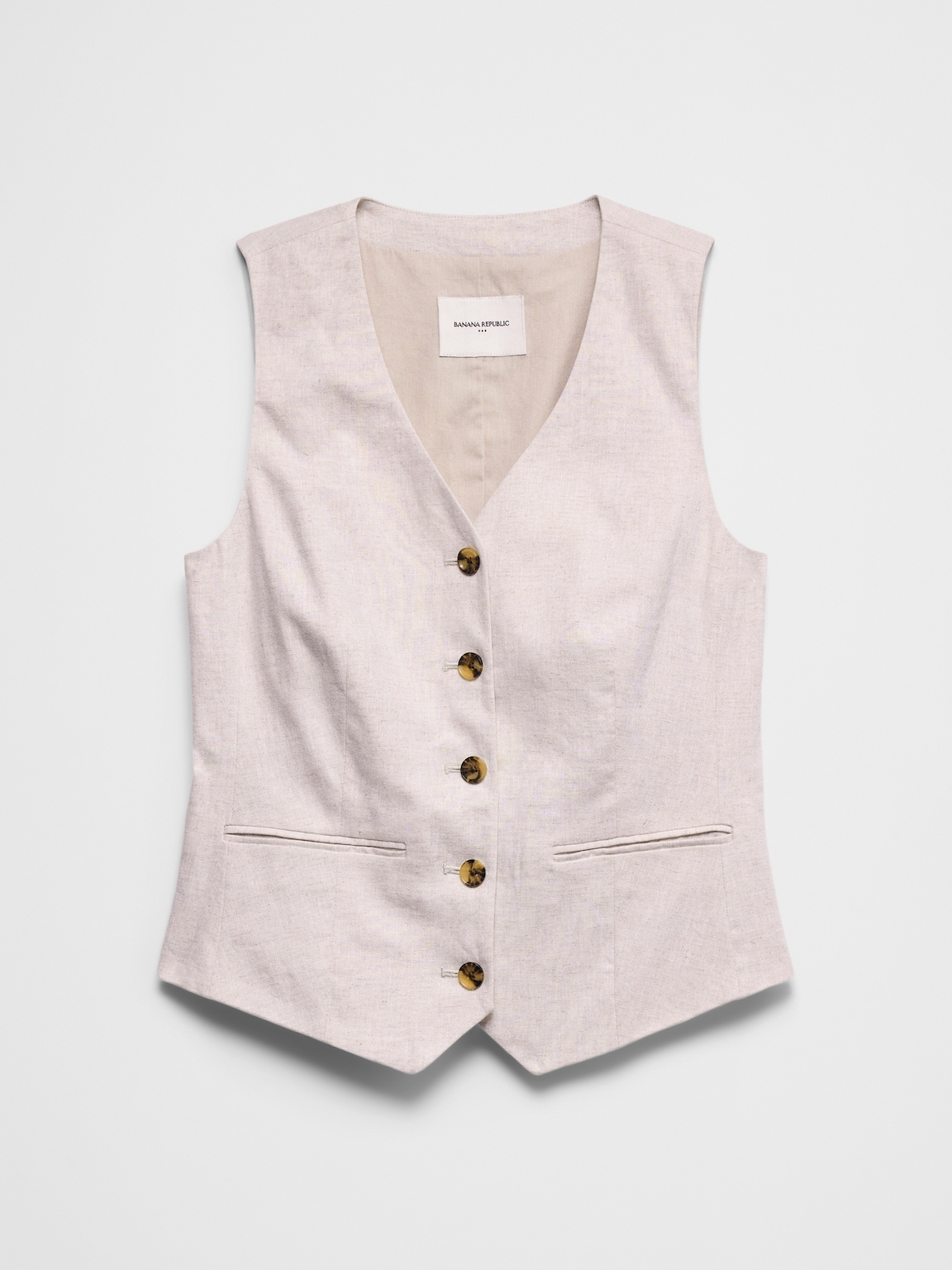 Linen-Blend Classic Vest