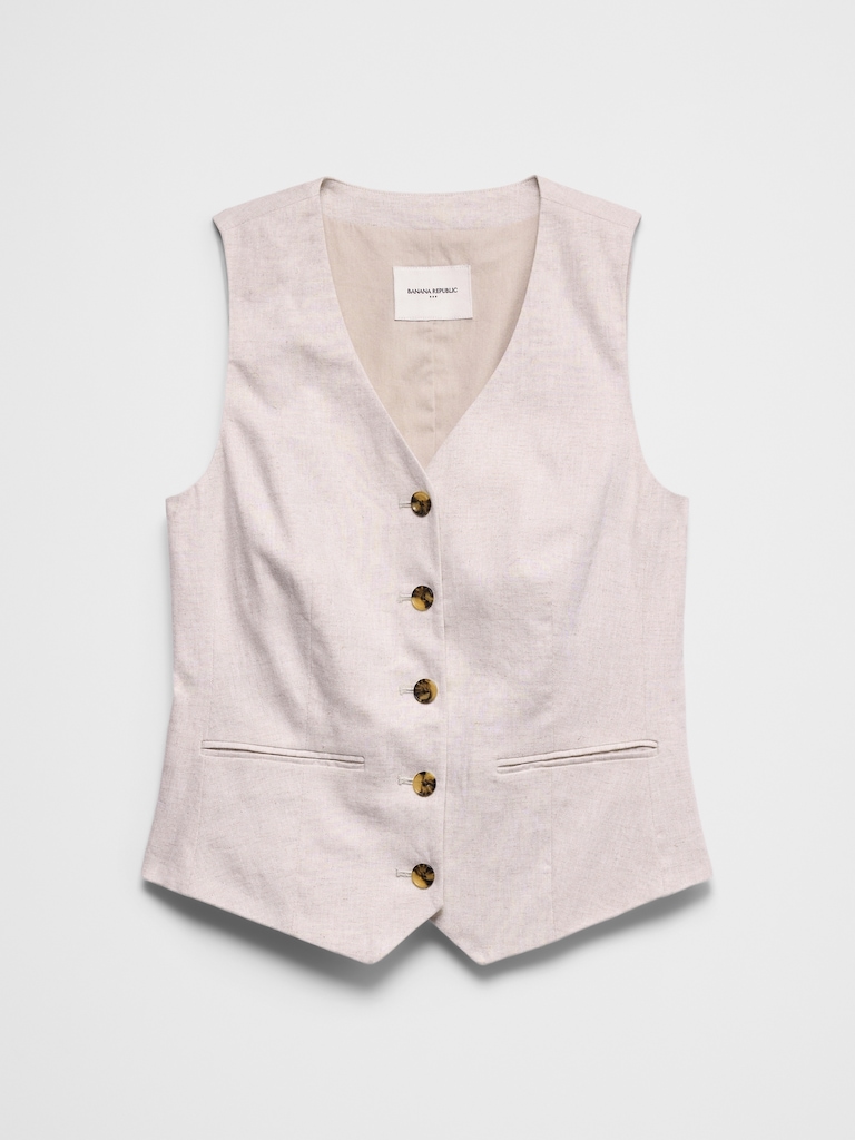 Linen-Blend Classic Vest