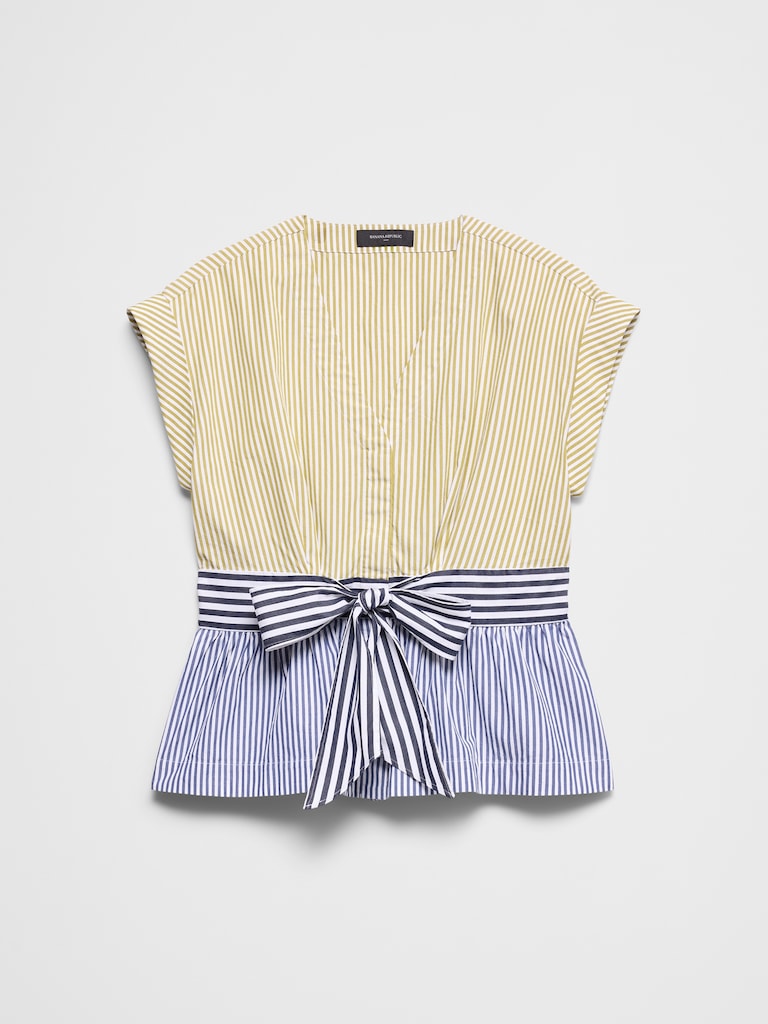 Poplin Tie-Front Top