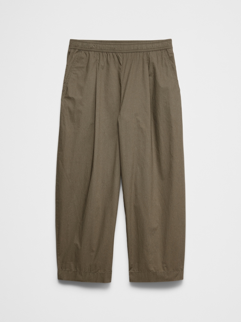 Barrel-Leg High-Rise Pull-On Cropped Pant
