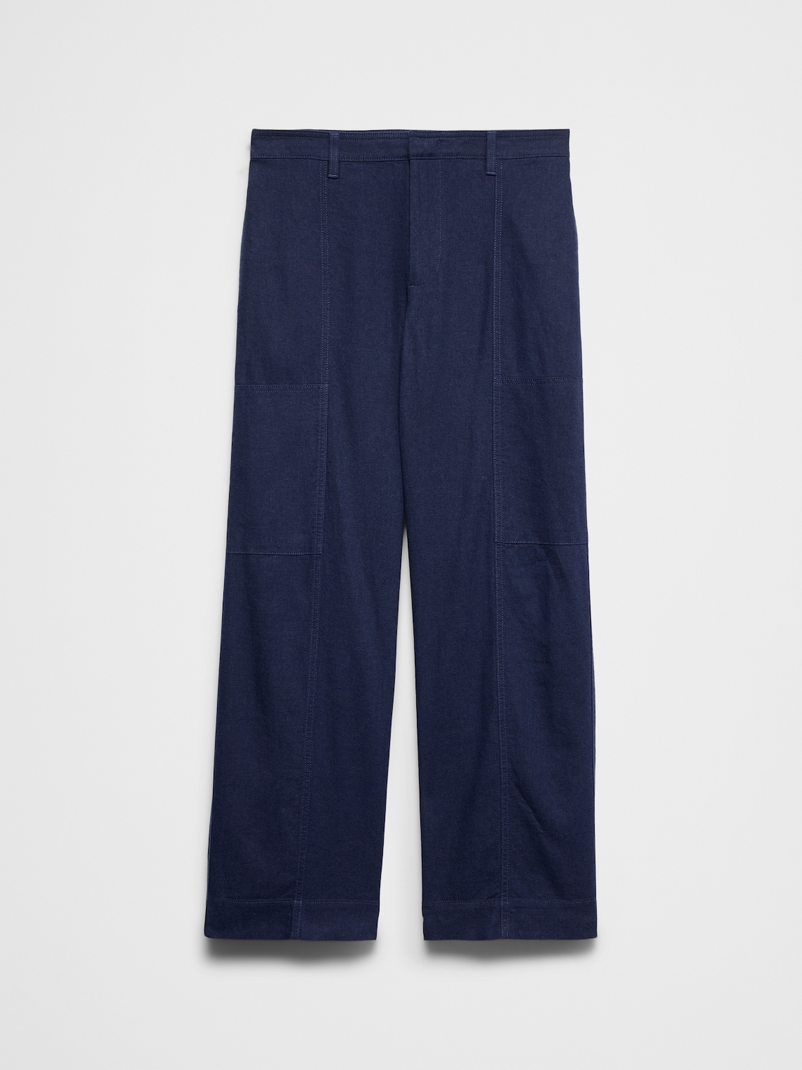 Straight High-Rise Linen-Blend Utility Pant