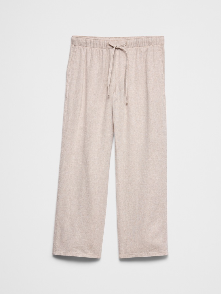Straight-Leg Mid-Rise Linen-Blend Pant