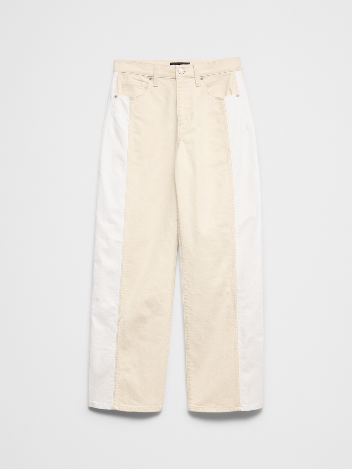 Straight High-Rise Contrast Pieced Jean