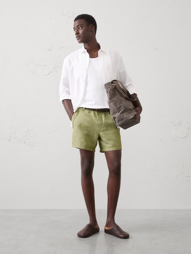 Slim-Fit 5" Linen-Blend Short