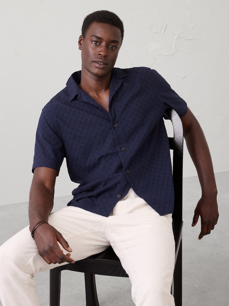 Standard-Fit Textured Resort Shirt