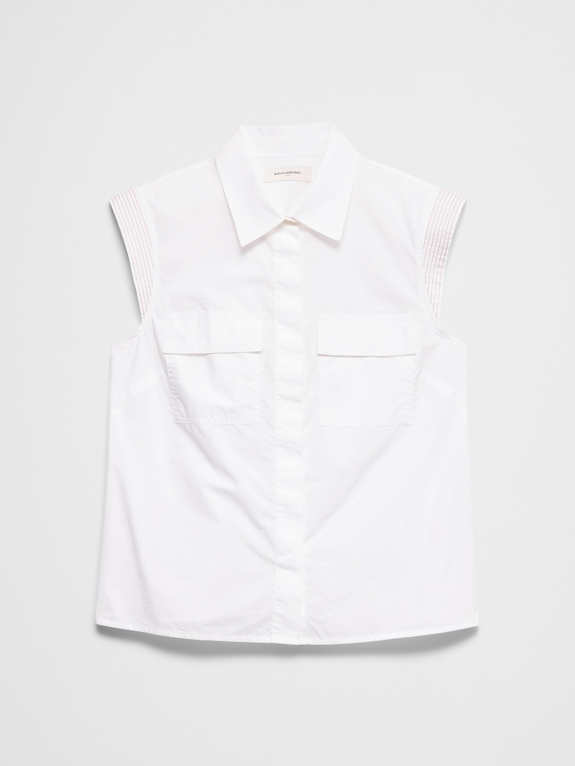 Trapunto Cap-Sleeve Shirt