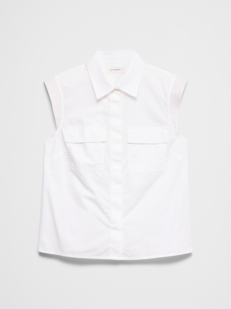 Trapunto Cap-Sleeve Shirt