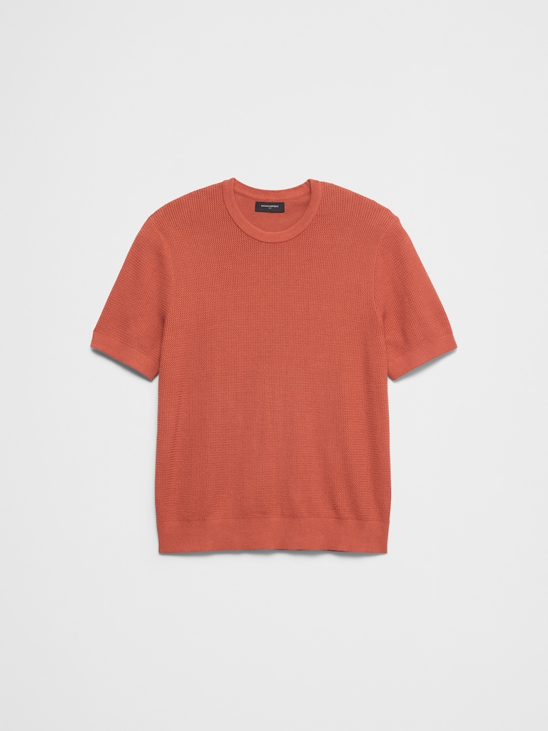 Slim-Fit Textured Sweater T-Shirt