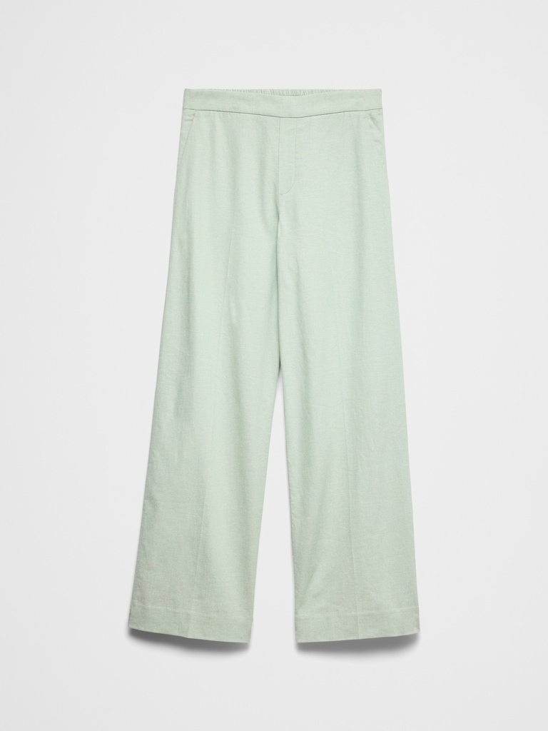 Wide-Leg High-Rise Linen-Blend Pant