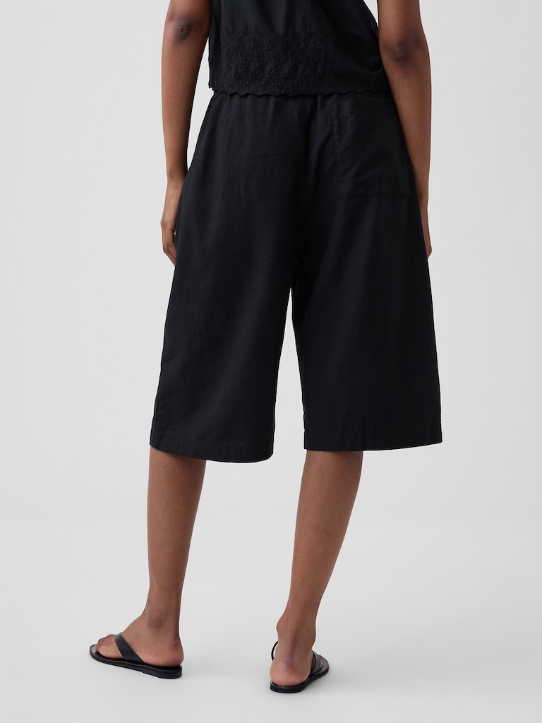 Linen-Blend Relaxed Easy Culotte Pants