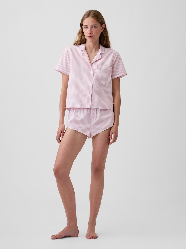 Poplin Stripe Crop PJ Shirt