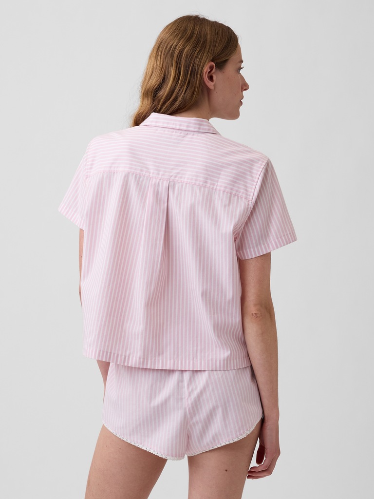 Poplin Stripe Crop PJ Shirt