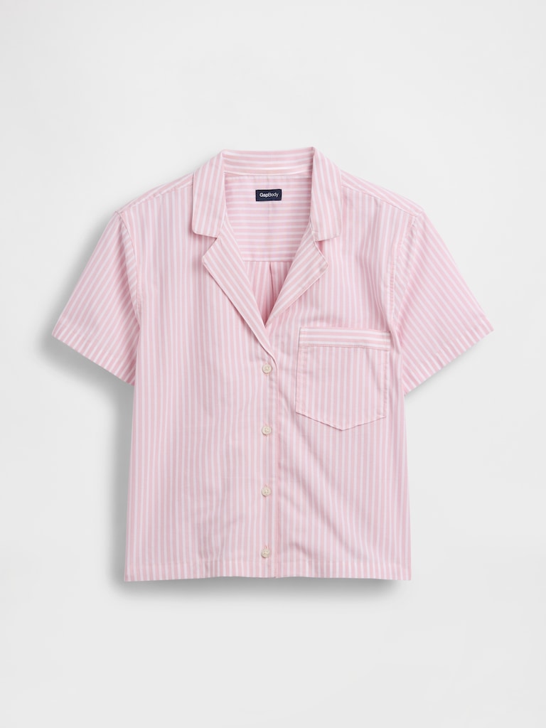 Poplin Stripe Crop PJ Shirt