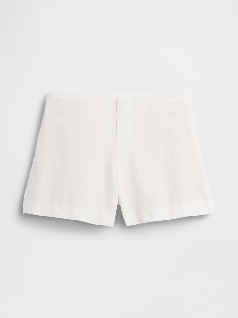 Short à taille mi-basse en mélange de lin, entrejambe de 10 cm