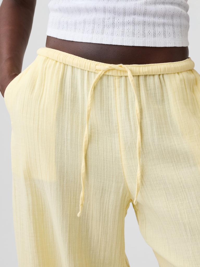 Cotton Gauze Easy Split-Hem Pants