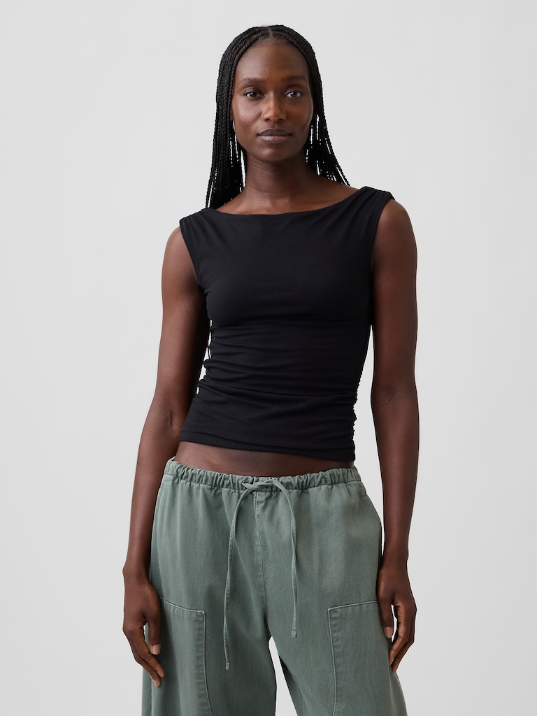 CloseKnit Jersey Crop Boatneck Top