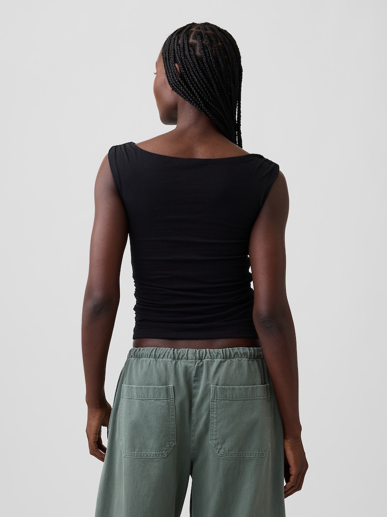 CloseKnit Jersey Crop Boatneck Top