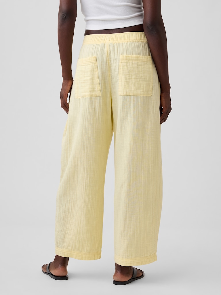Cotton Gauze Easy Barrel Pants