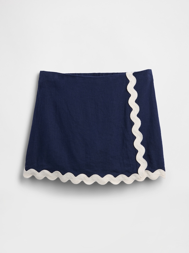 Kids Pull-On Linen-Blend Skort