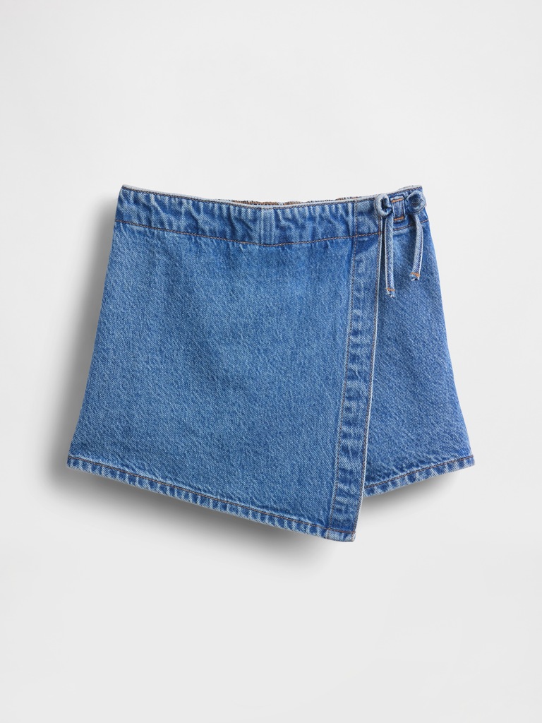 Jupe-short portefeuille en denim pour Enfant