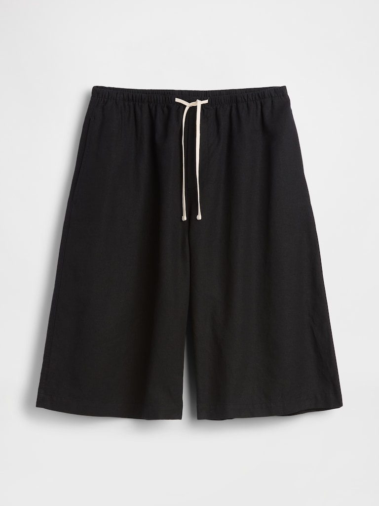 Linen-Blend Relaxed Easy Culotte Pants