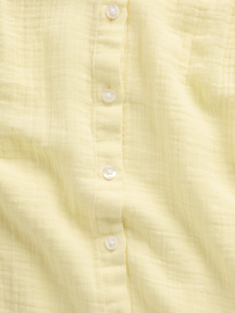 Cotton Gauze Oversized Collarless Shirt