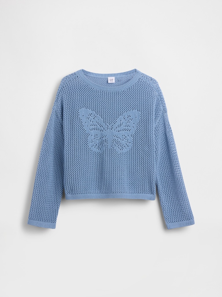 Kids Crochet Oversized Graphic Sweater