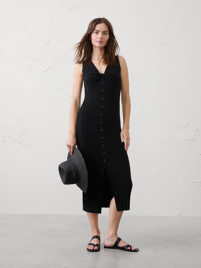 Button-Through Midi Dress