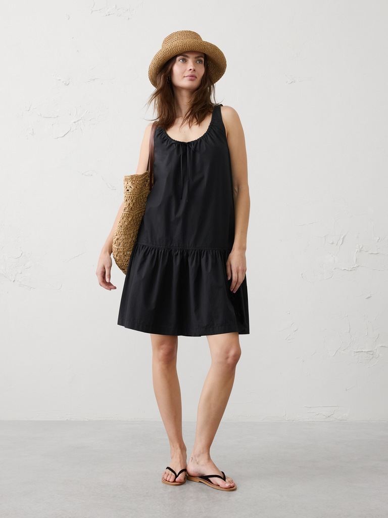 Poplin Tiered Above-Knee Dress