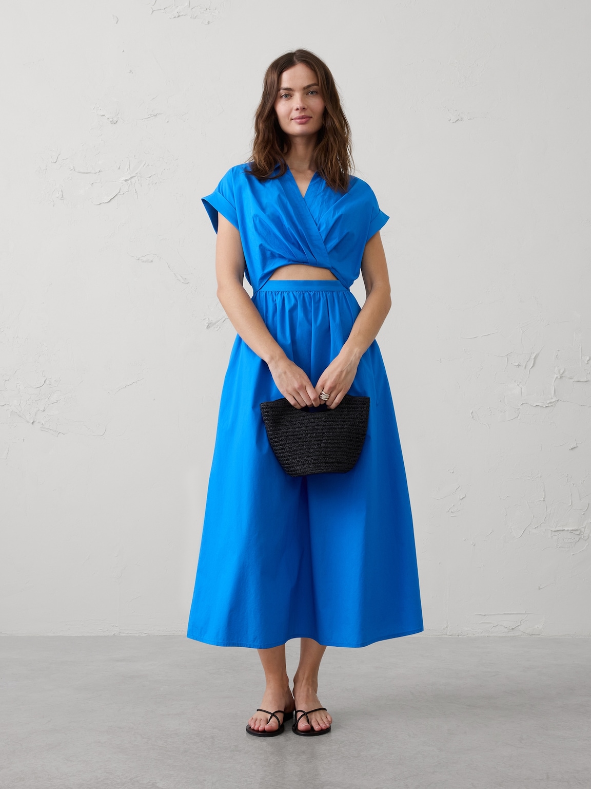 Cutout Poplin Maxi Dress