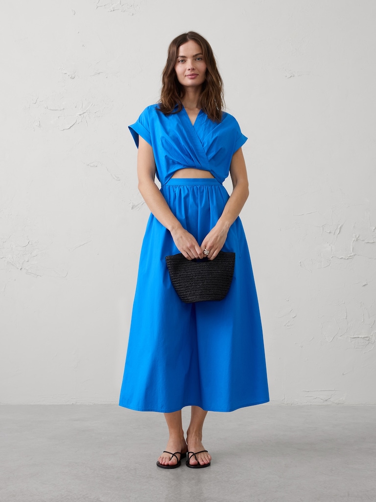 Cutout Poplin Maxi Dress