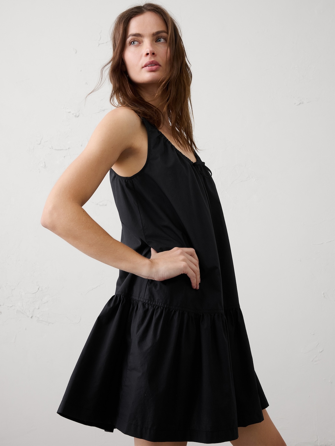 Poplin Tiered Above-Knee Dress