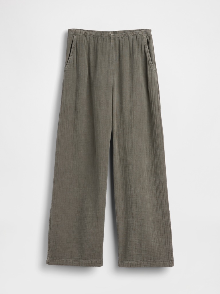 Cotton Gauze Easy Split-Hem Pants